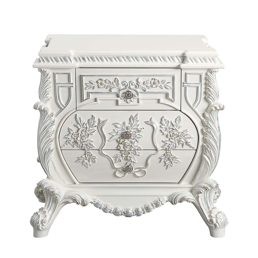 Vanaheim - Nightstand - Antique White Finish - Funk Metal Works LLC