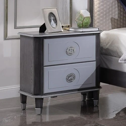 House - Beatrice Nightstand - Charcoal & Light Gray Finish - Funk Metal Works LLC