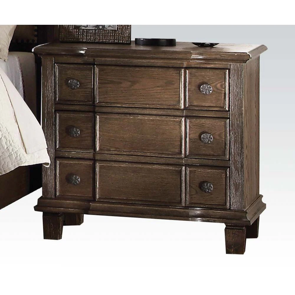 Baudouin - Nightstand - Weathered Oak - Funk Metal Works LLC