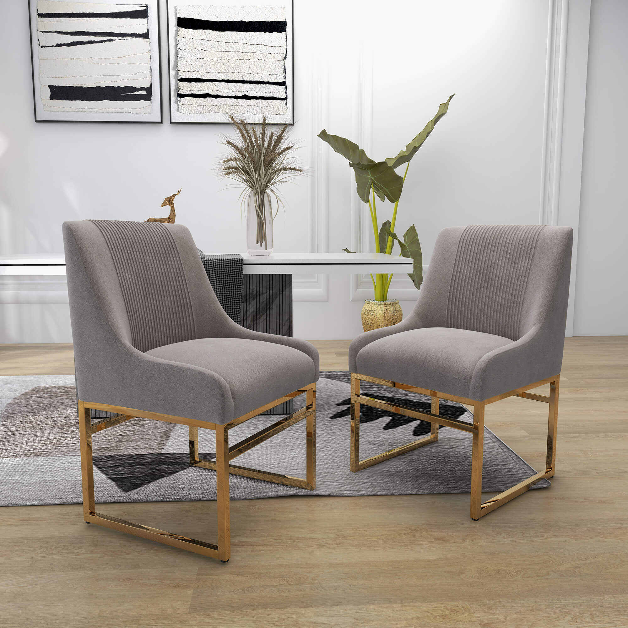 SEYNAR Contempoary Velvet Dining Chair with Metal Frame Legs, set of 2/4/6/8 - Funk Metal Works LLC