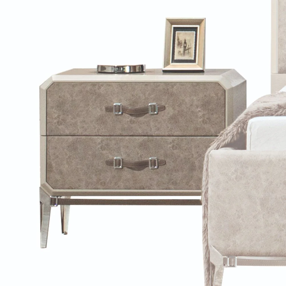 Kordal - Nightstand - Vintage Beige PU - Funk Metal Works LLC