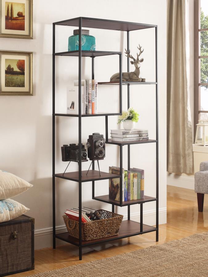 Asher - 7-Shelf Bookcase - Walnut - Funk Metal Works LLC