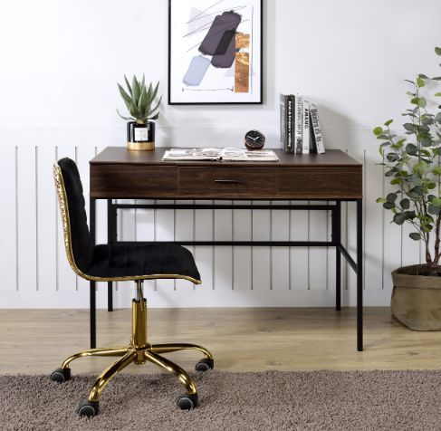 Verster - Desk - Oak & Black Finish - Funk Metal Works LLC