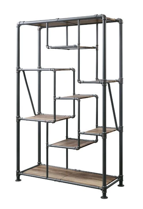 Brantley - Bookshelf - Antique Oak & Sandy Gray Finish - Funk Metal Works LLC