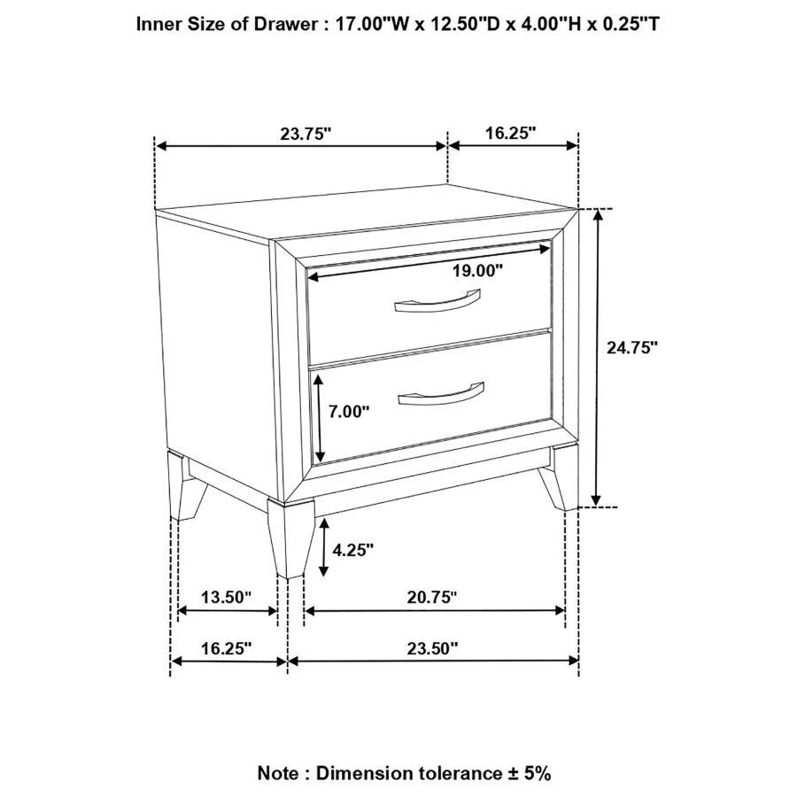 Watson 2-Drawer Nightstand - Grey - Funk Metal Works LLC