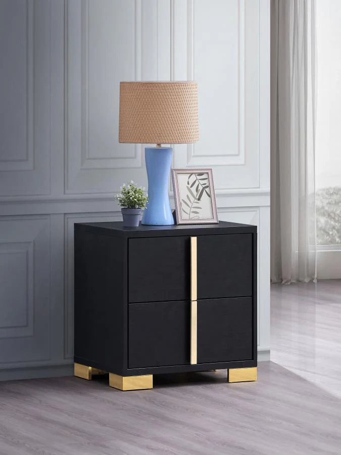 Marceline 2-drawer Nightstand Black - Funk Metal Works LLC
