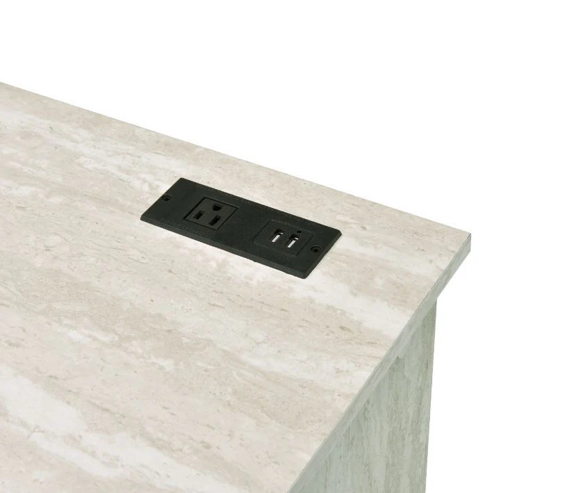 Tyeid - Desk - Antique White & Gold Finish - Funk Metal Works LLC