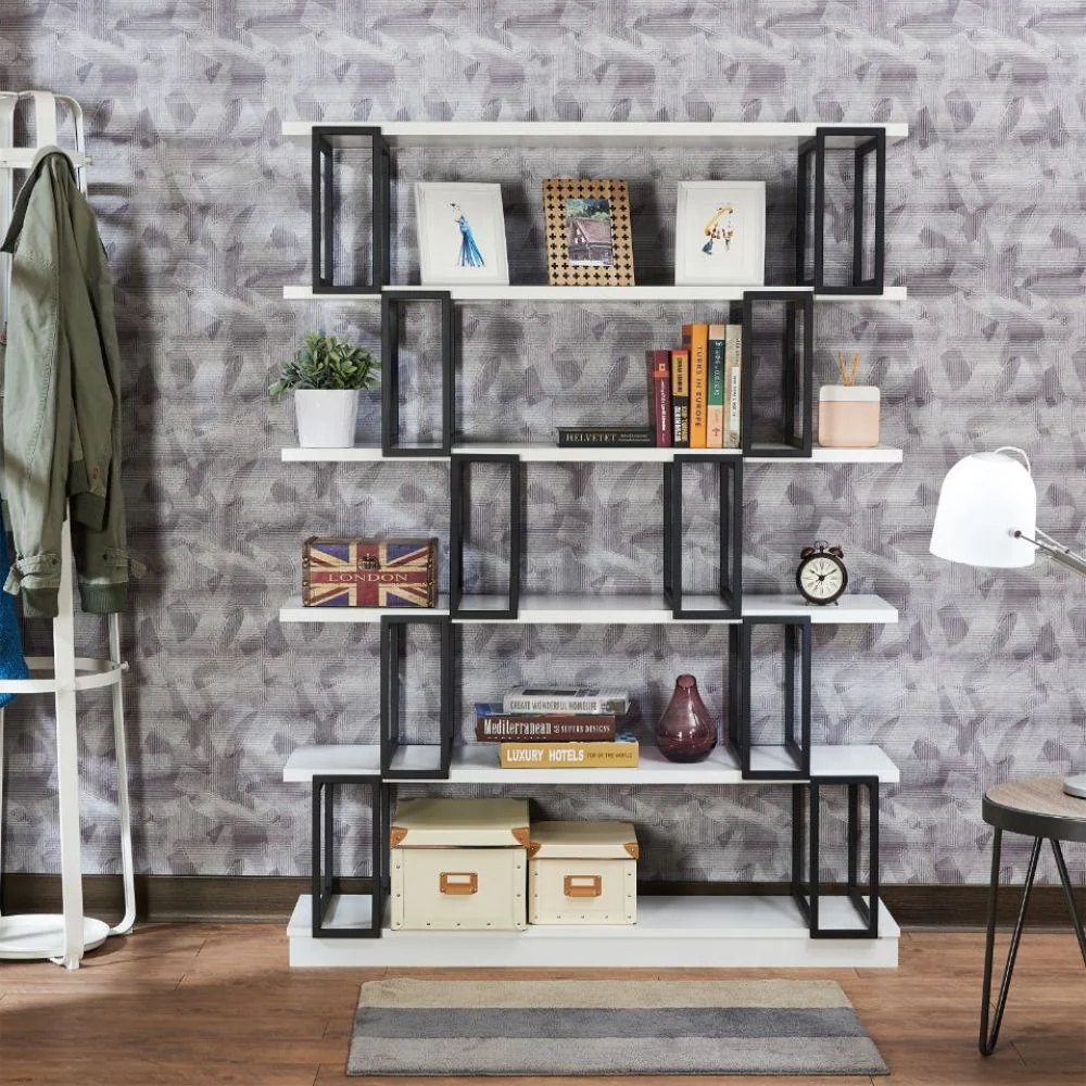 Verne - Bookshelf - White & Black - Funk Metal Works LLC
