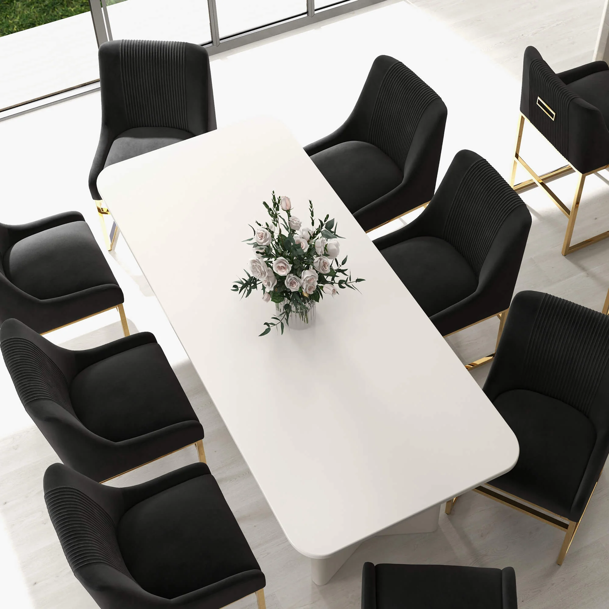 SEYNAR Contempoary Velvet Dining Chair with Metal Frame Legs, set of 2/4/6/8 - Funk Metal Works LLC