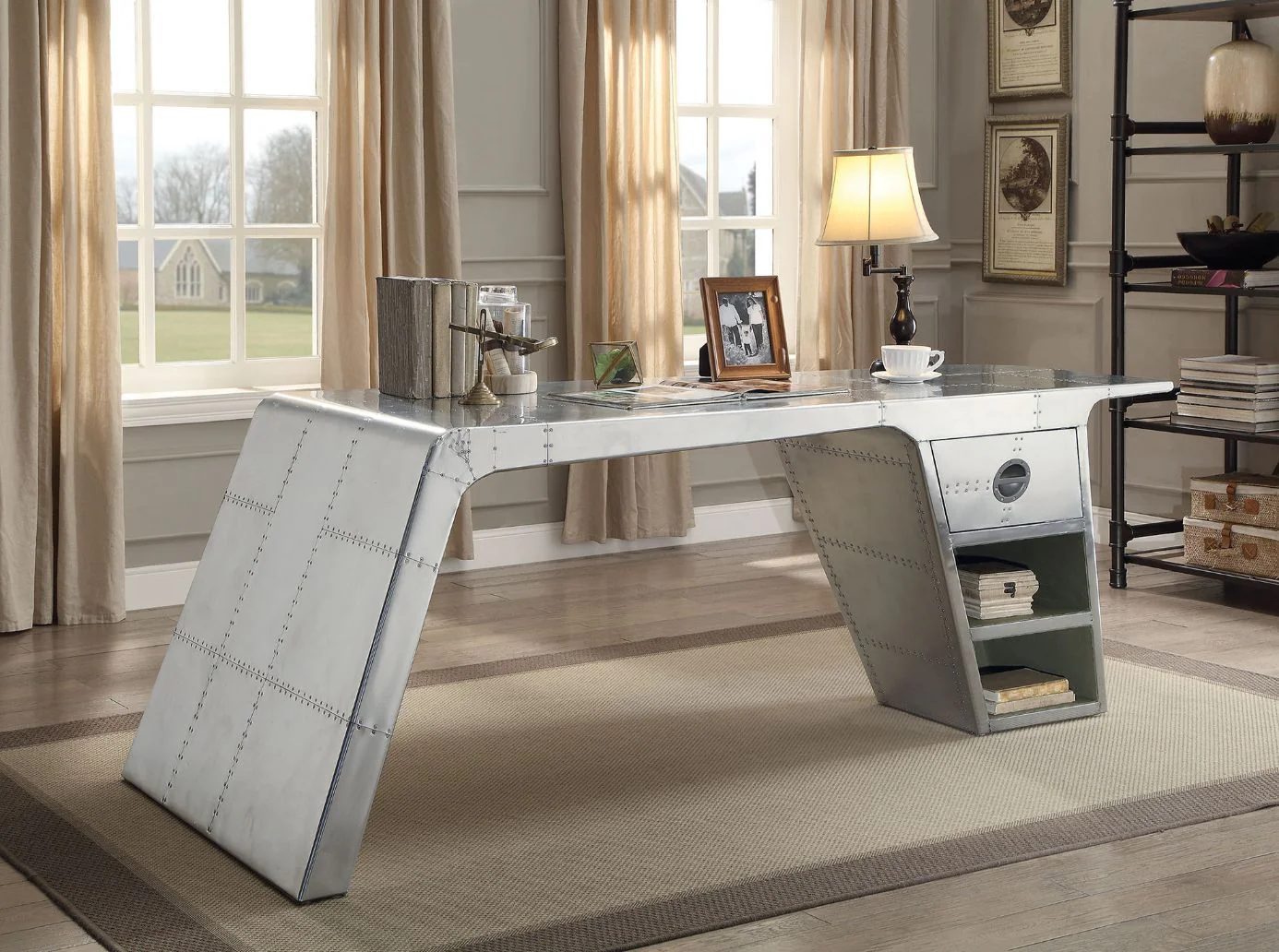 Brancaster - Desk - Metallic - Funk Metal Works LLC