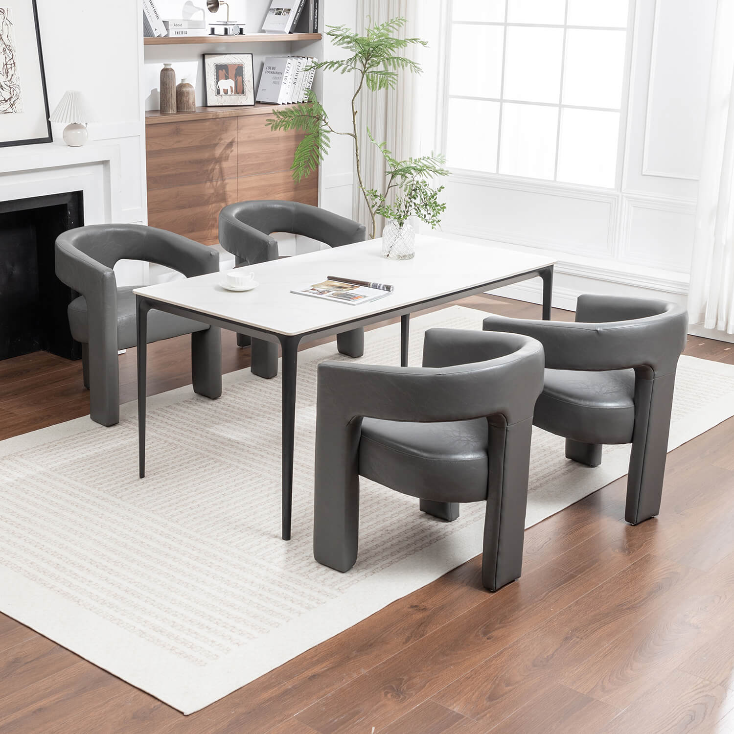 SEYNAR Modern Glam PU Leather Upholstered Dining Chair - Funk Metal Works LLC