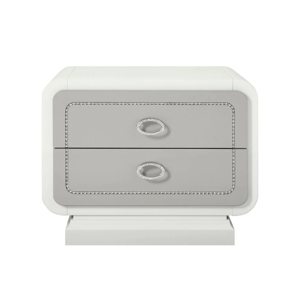 Allendale - Nightstand - Ivory & Latte High Gloss - Funk Metal Works LLC