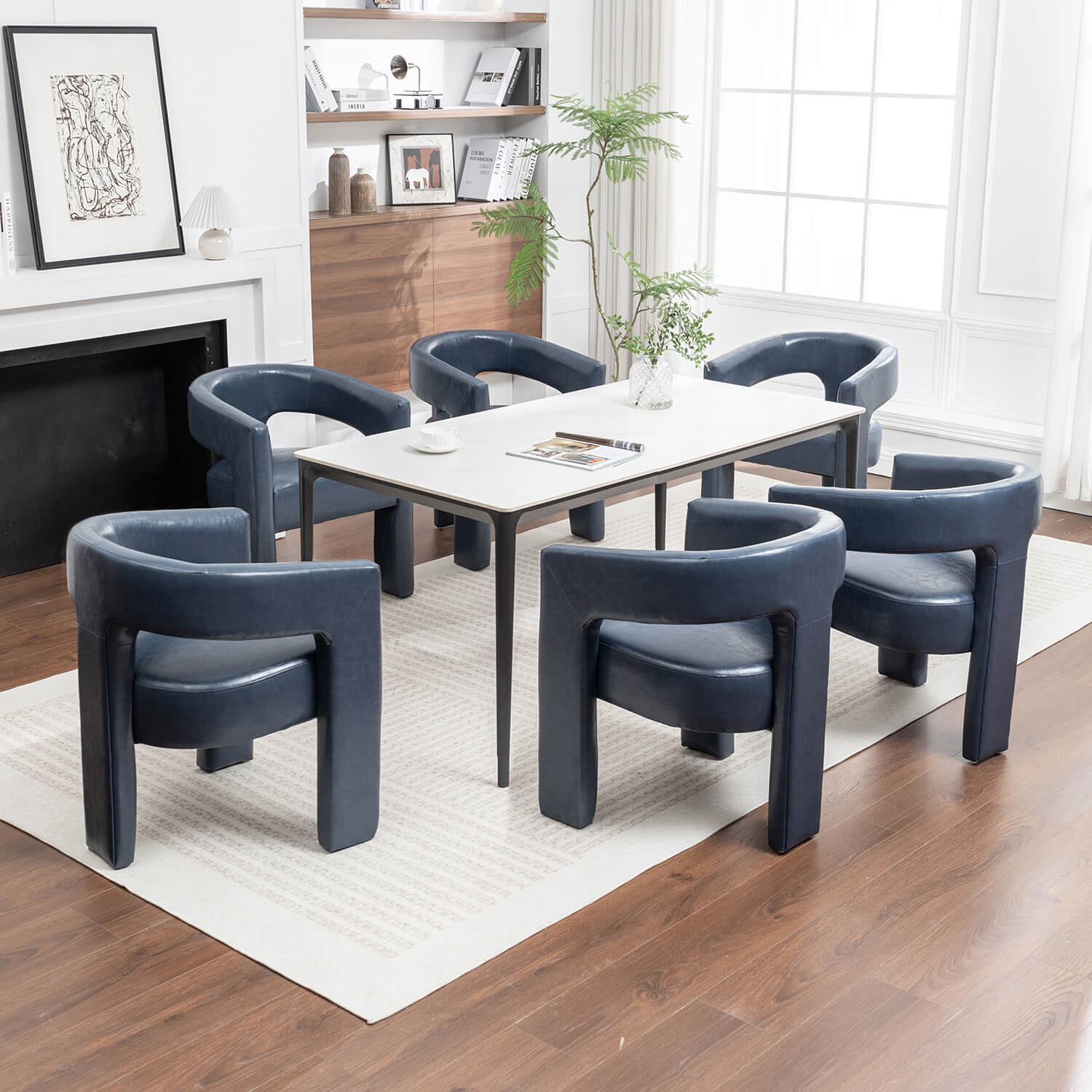 SEYNAR Modern Glam PU Leather Upholstered Dining Chair - Funk Metal Works LLC